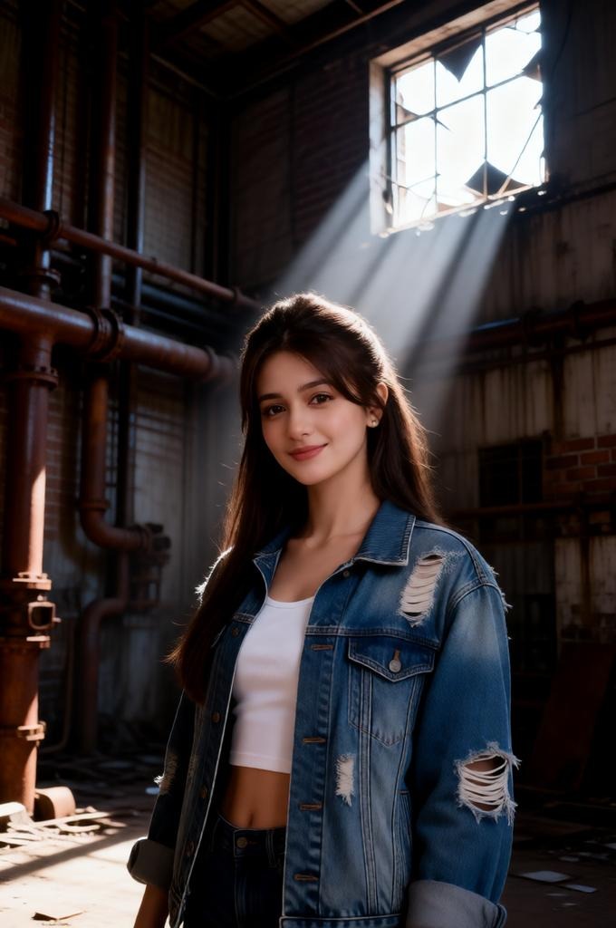 Urban Grunge Female Portrait in Abandoned Warehouse