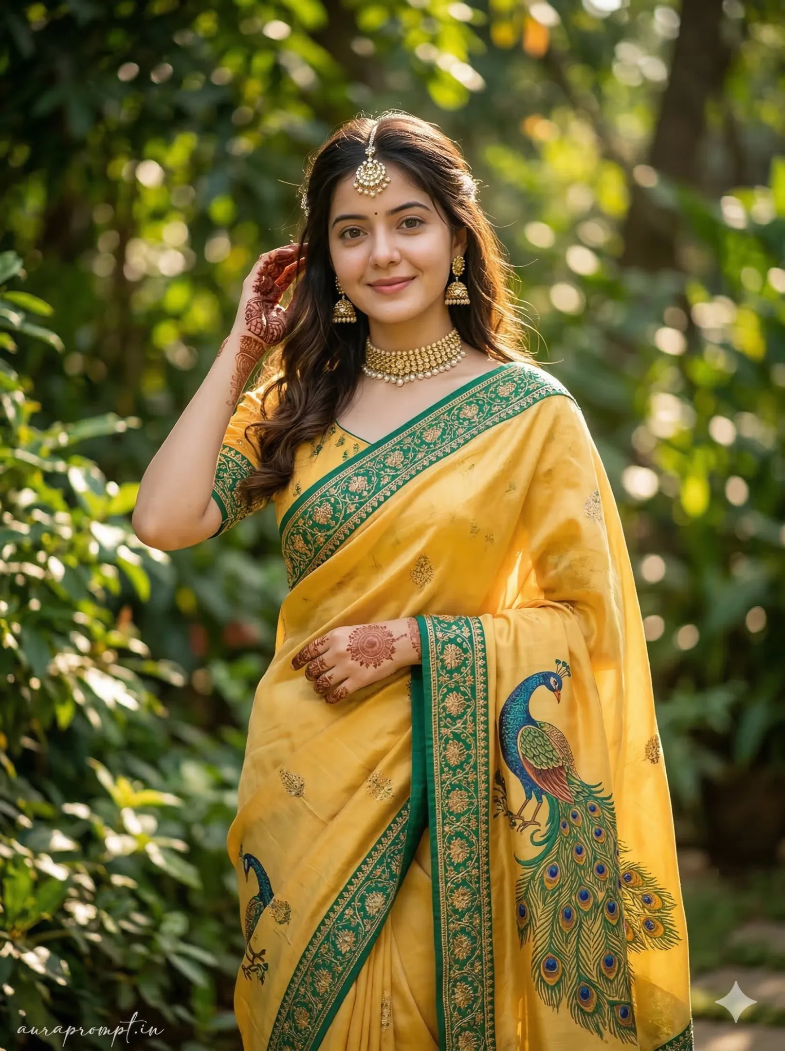 Vintage Bollywood Saree Portrait AI Prompt