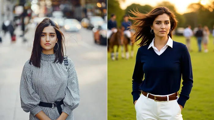 Wind‑blown Shoulder‑Length Hair Portrait on Polo Field