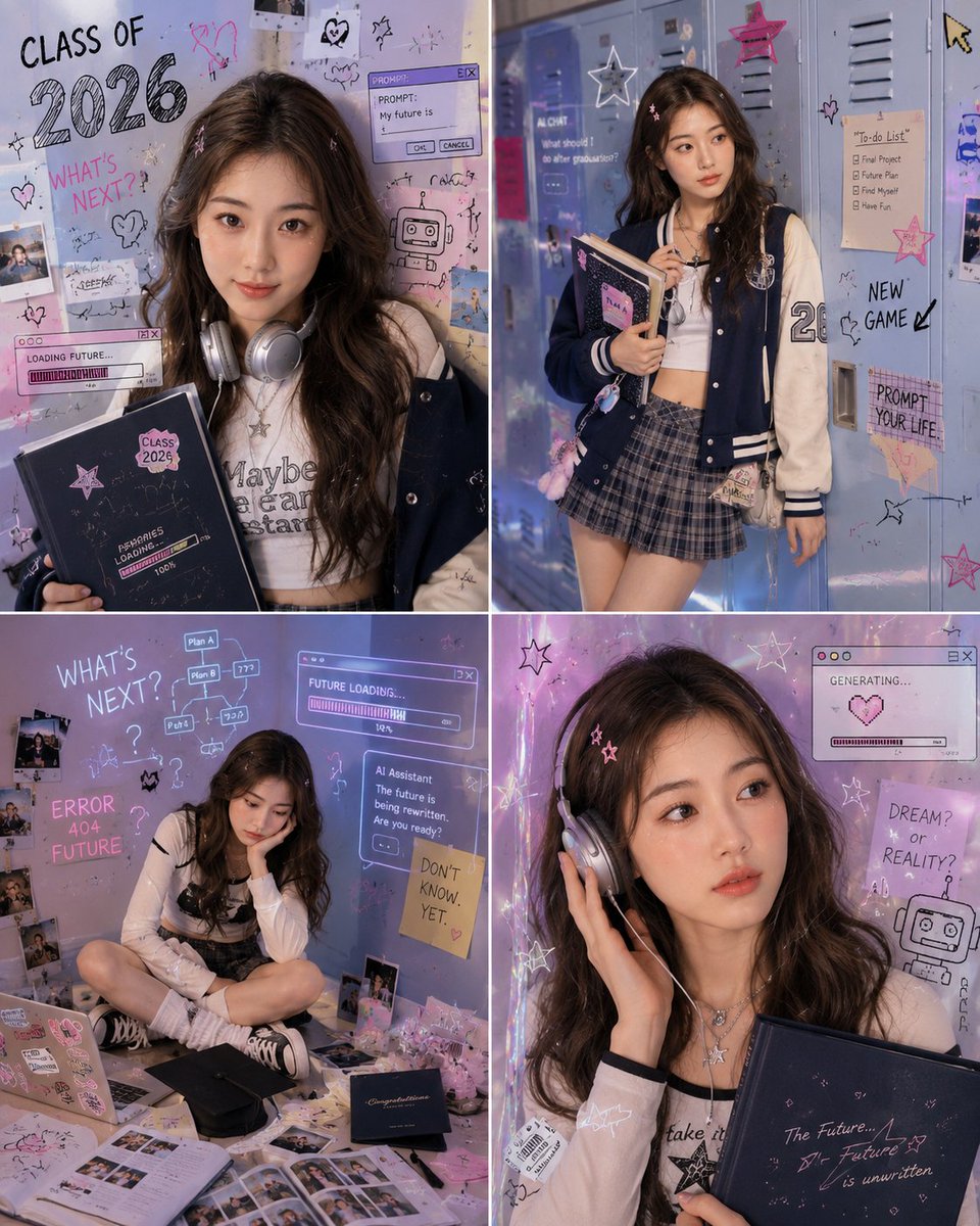 Y2K American K-Pop Campus Graduation Photoshoot