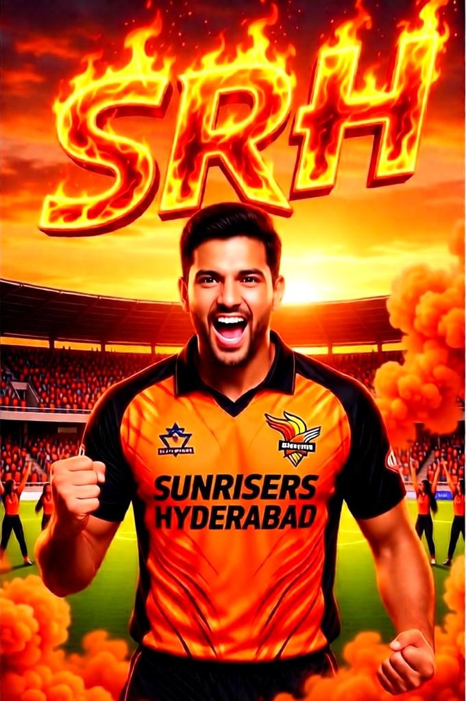 8K IPL Action Poster – Sunrisers Hyderabad Celebration