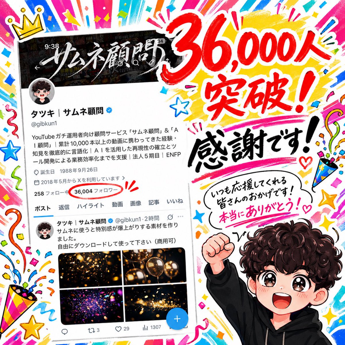 AI Prompt for 36K Follower Celebration Graphic