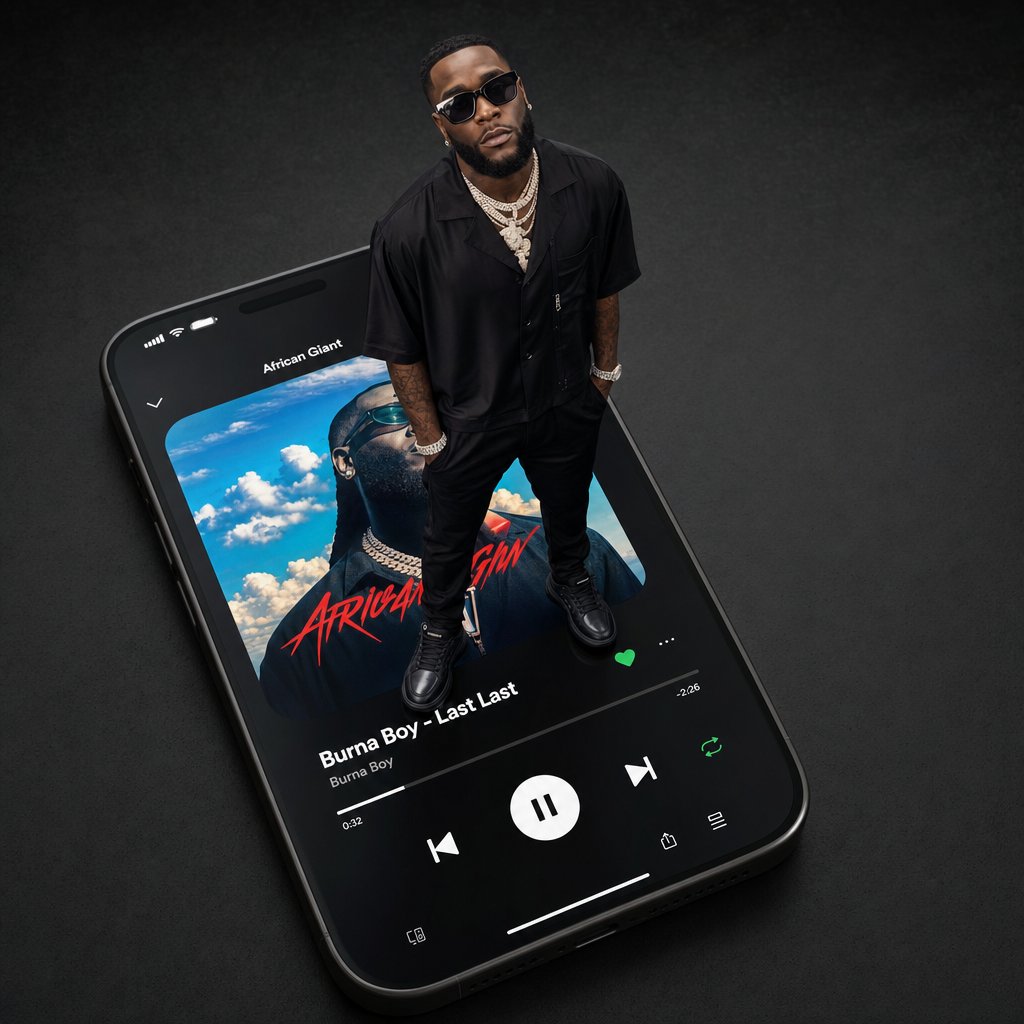 AI Prompt for 3D Artist on Spotify Phone Background