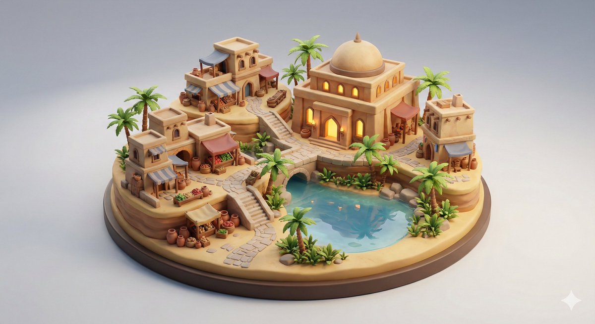 AI Prompt for 3D Desert Oasis Scene
