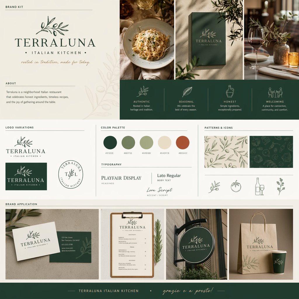 AI Prompt for a Polished Italian Restaurant Brand Kit