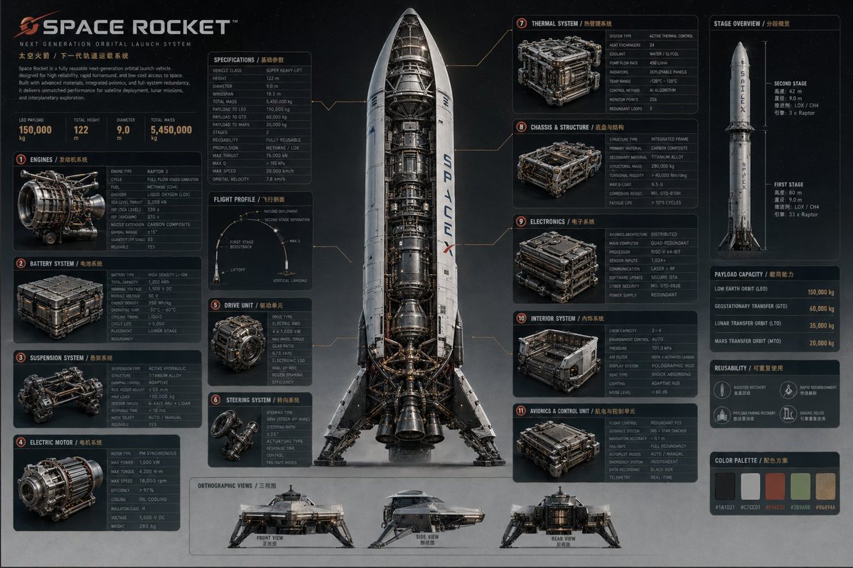 AI Prompt for Advanced Technical Space Rocket Posters