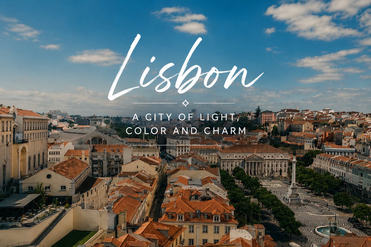 AI Prompt for Beautiful Lisbon City Travel Poster with Vintage Typography