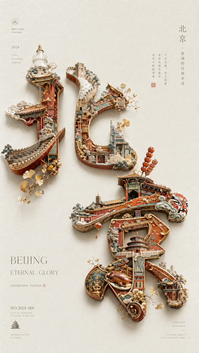 AI Prompt for Beijing Cultural Heritage Poster Design