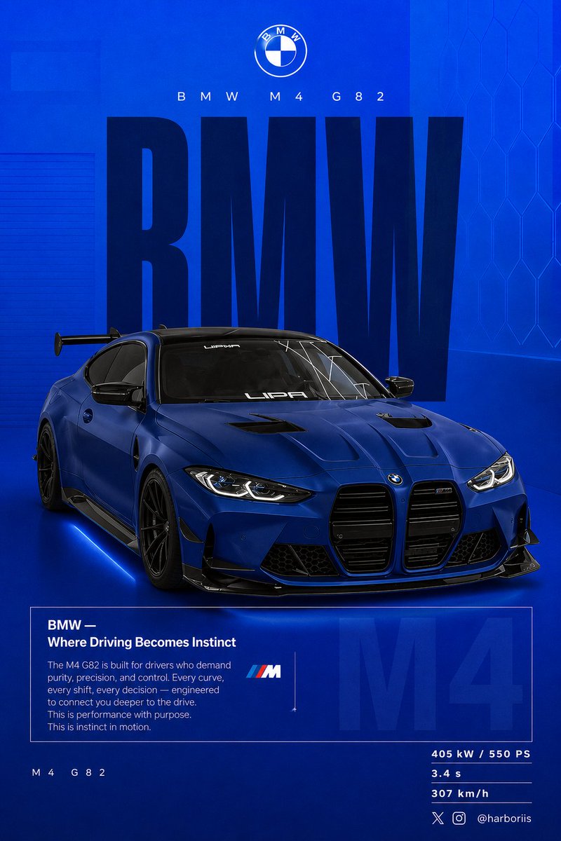 AI Prompt for BMW Car Graphic Poster with Minimalist Blue Theme