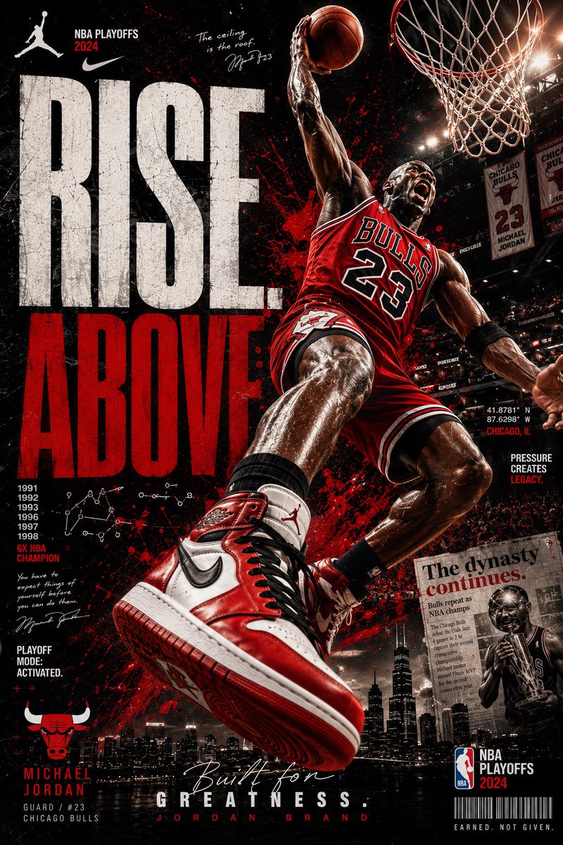 AI Prompt for Cinematic Michael Jordan-Style NBA Playoff Poster