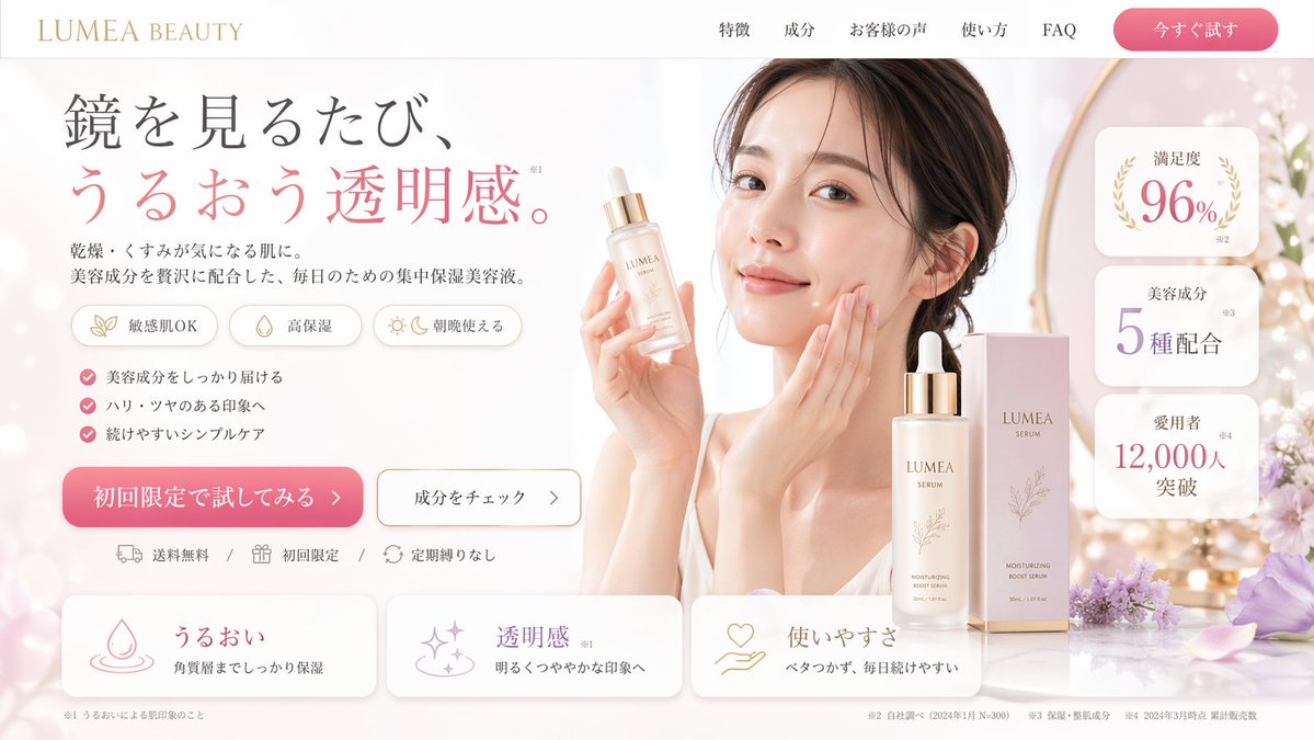 AI Prompt for Cosmetic Product Landing Page Mockup