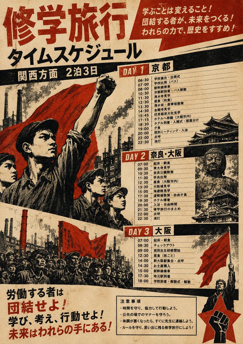 AI Prompt for Creating Retro Japanese School Trip Posters with Distressed Design