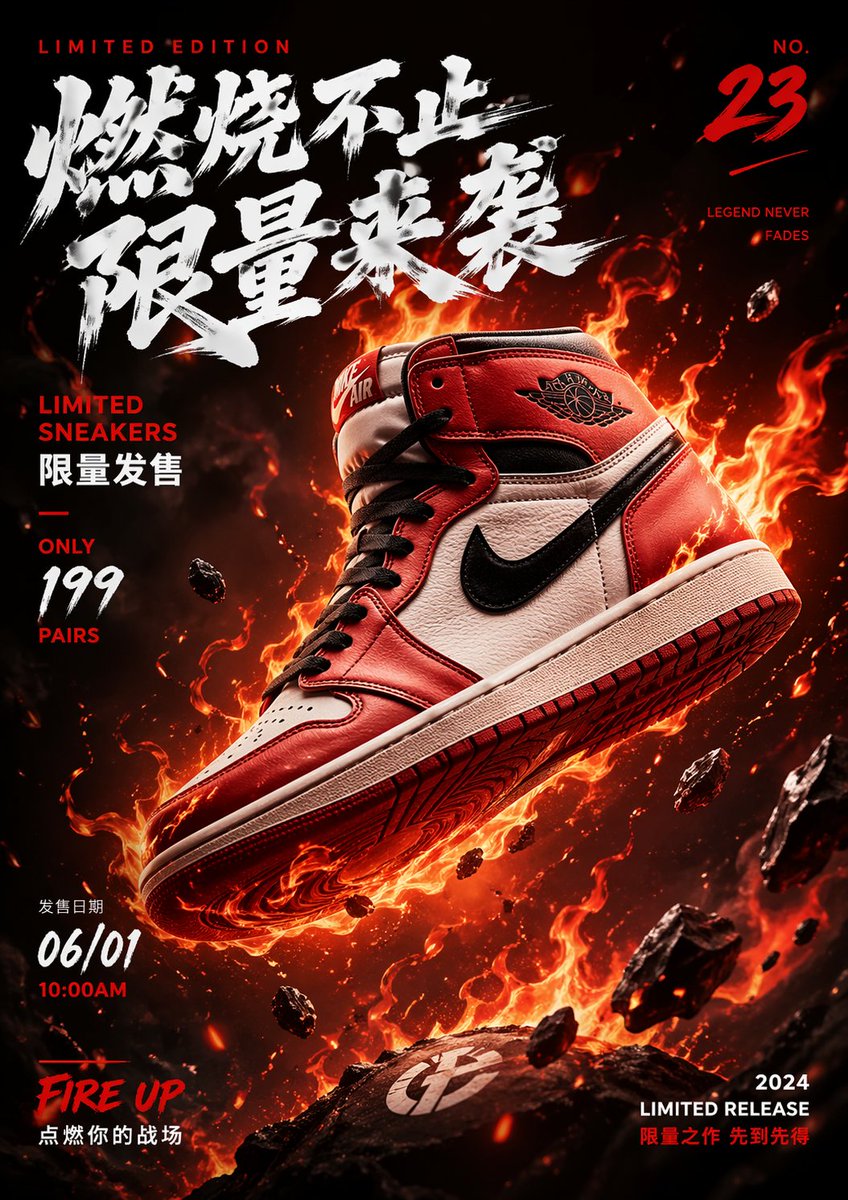 AI Prompt for Custom 3D Rendered Product Fashion Posters with Fire Effects