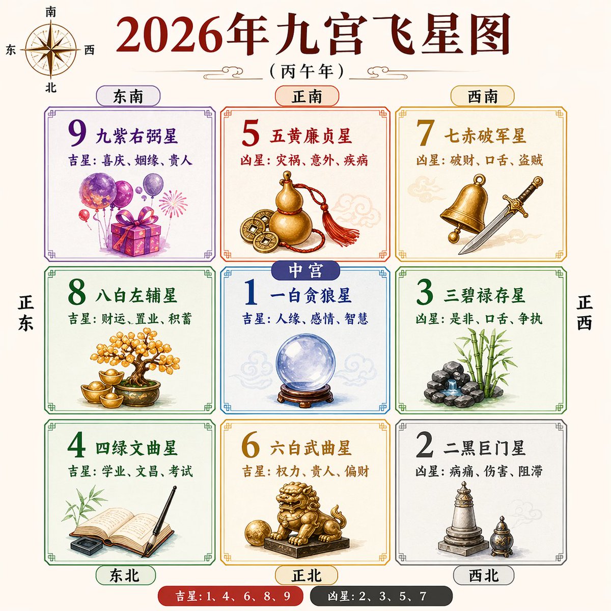 AI Prompt for Custom Chinese Flying Star Chart Infographic Poster