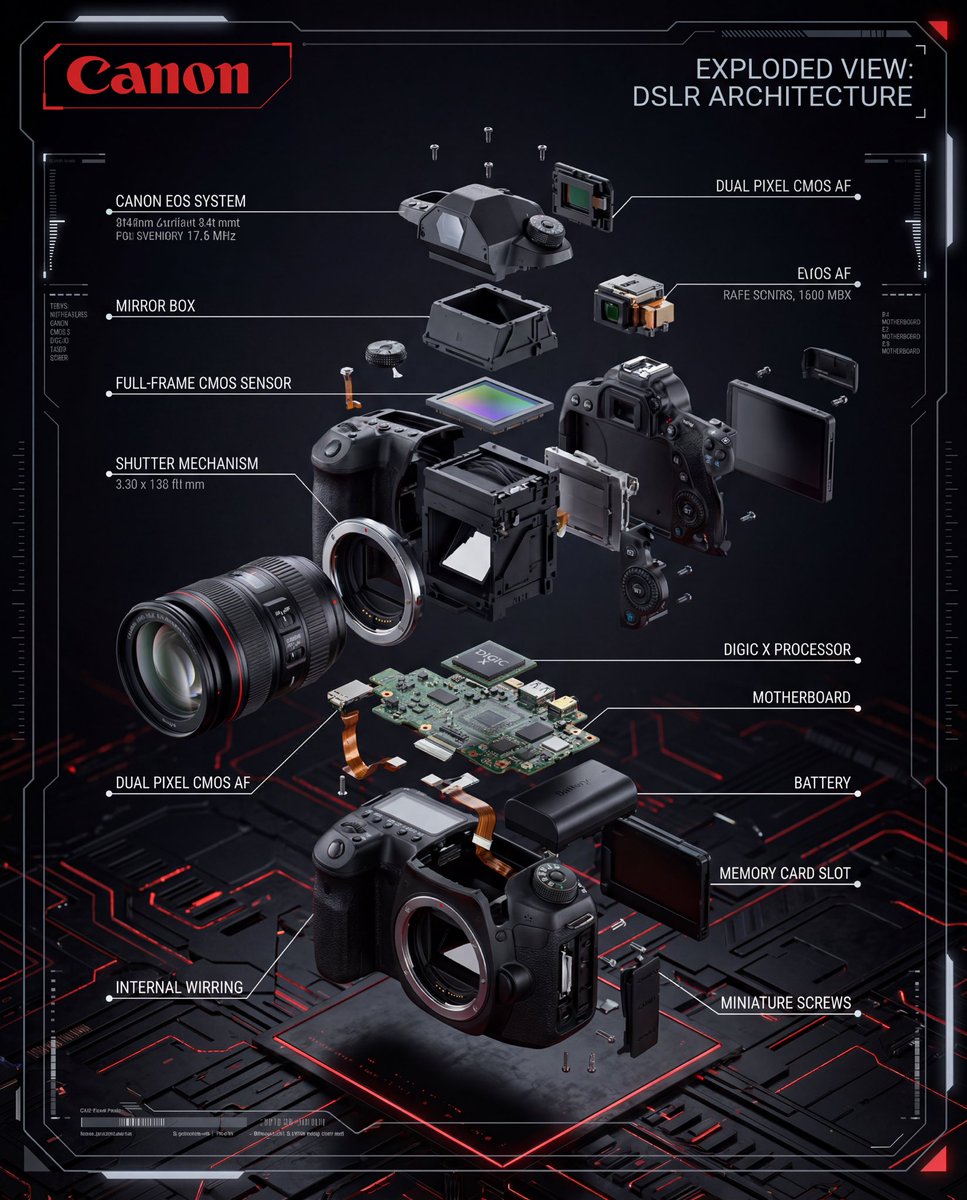 AI Prompt for Customizable 3D DSLR Camera Infographic