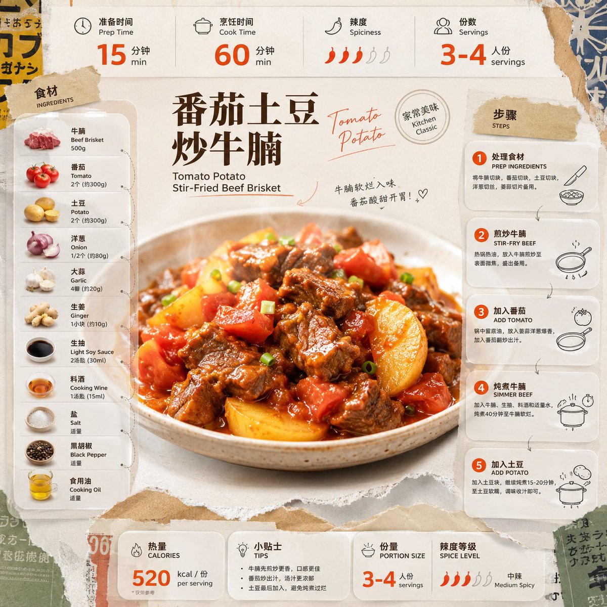 AI Prompt for Customizable Food Infographic: Beef Brisket Recipe Visuals