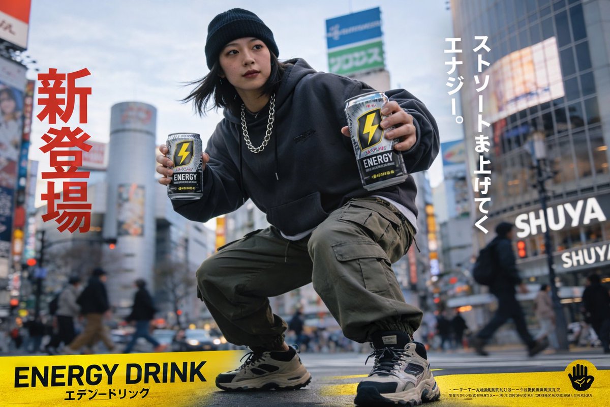 AI Prompt for Customizable Urban Street Style Energy Drink Poster