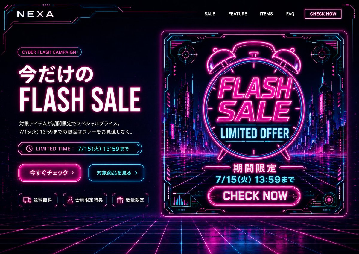 AI Prompt for Cyberpunk E-commerce Flash Sale Hero