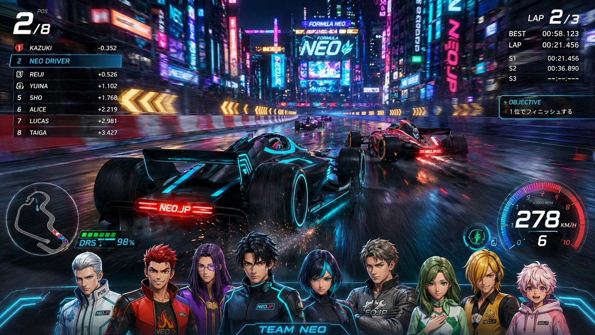 AI Prompt for Cyberpunk Racing Game Poster with Futuristic HUD