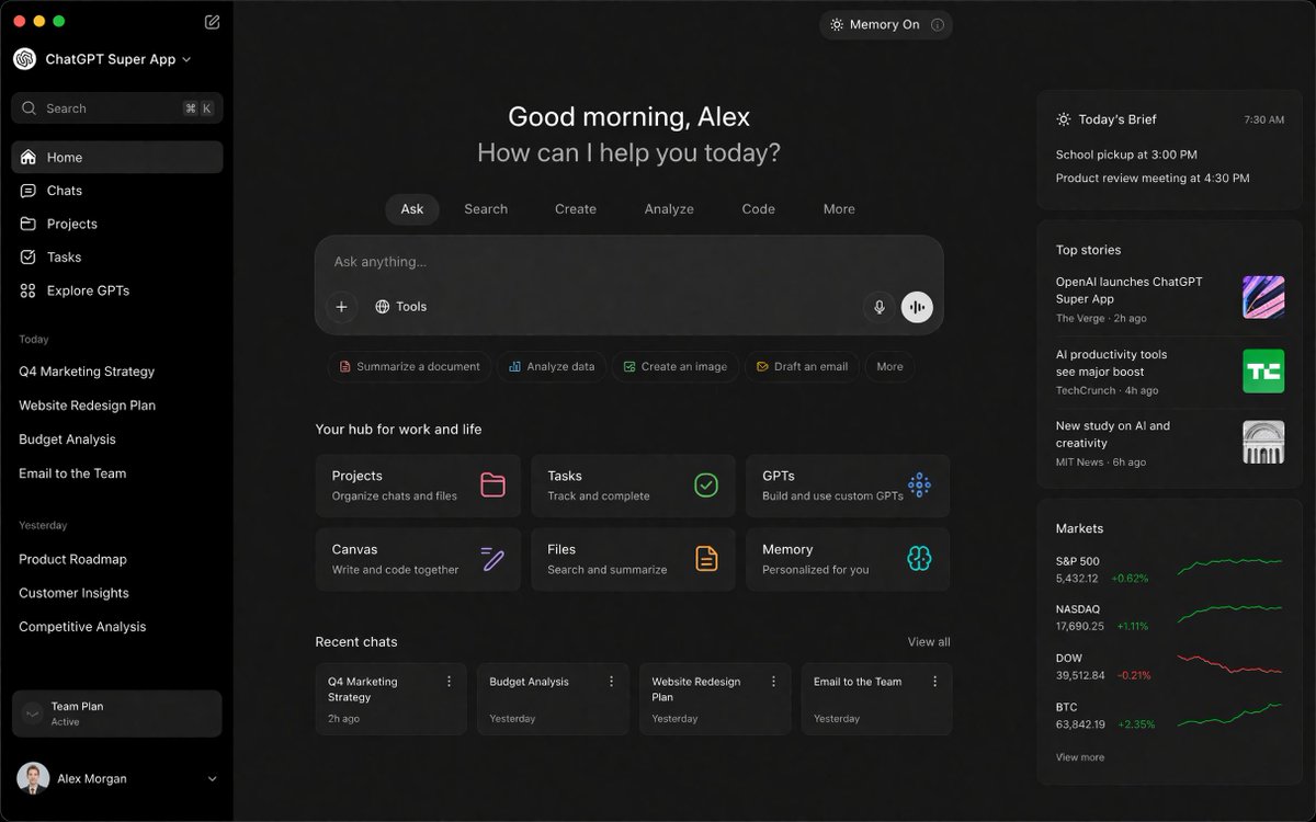 AI Prompt for Designing a Minimalist ChatGPT Super App Interface