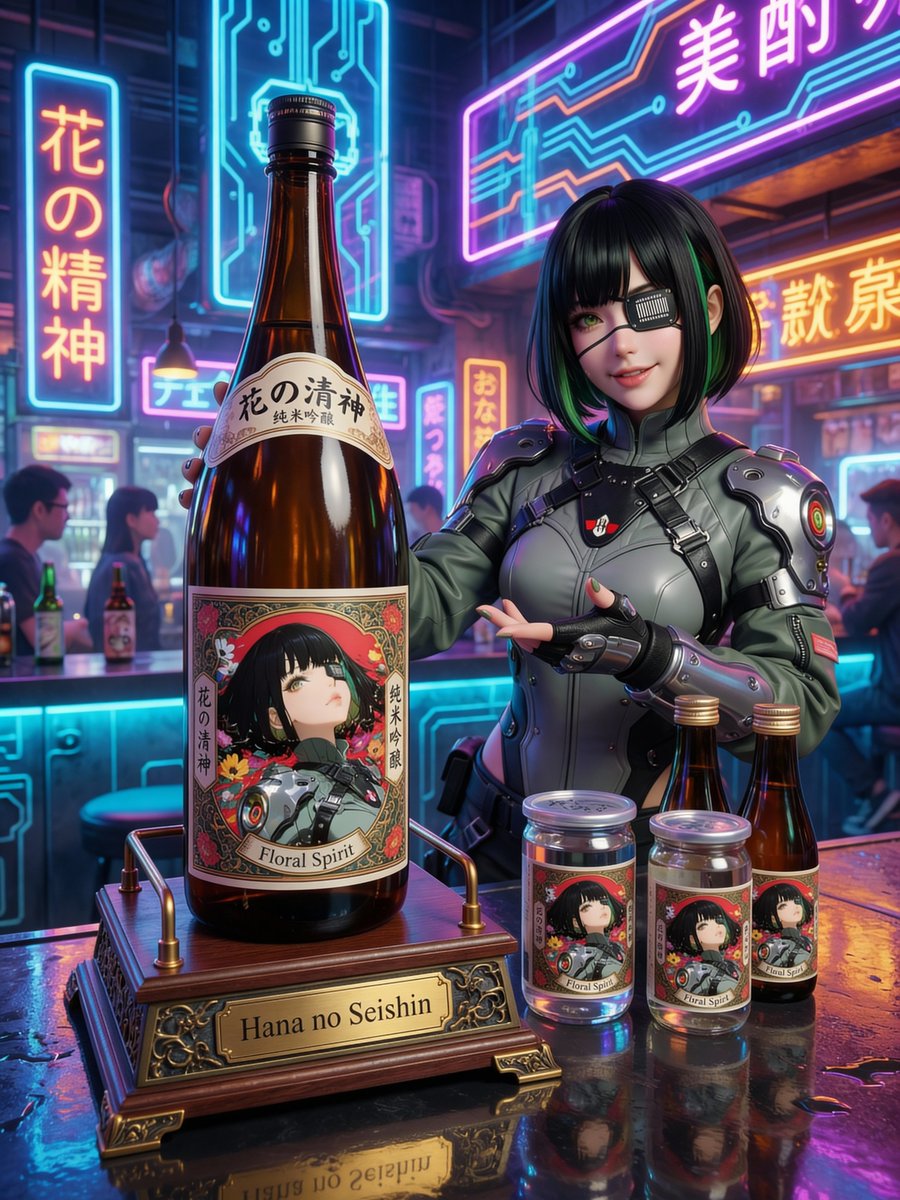 AI Prompt for Designing Futuristic Sake Brand Bottle Labels