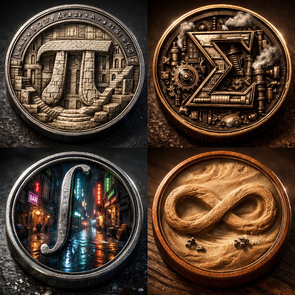 AI Prompt for Detailed 3D Math Symbol Grid