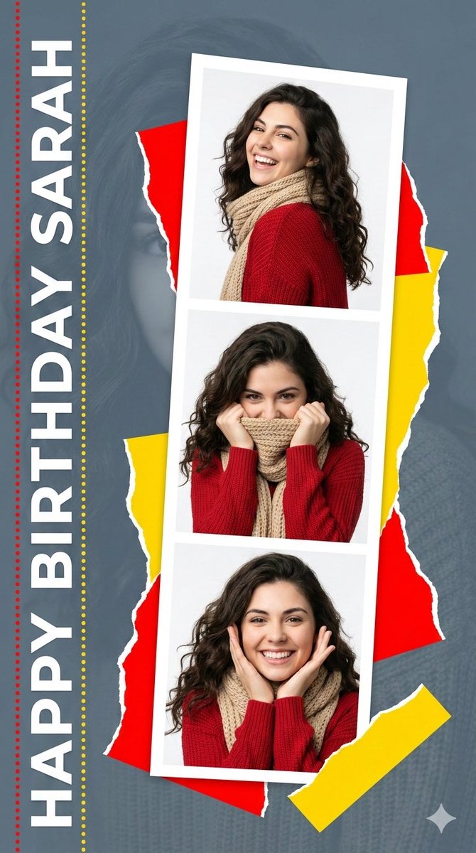 AI Prompt for Elegant Birthday Graphic Design Collage