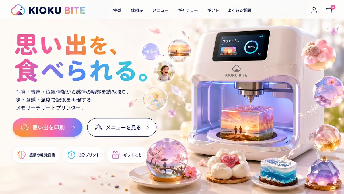 AI Prompt for Futuristic 3D Food Printer Landing Page with Cyberpunk Sci-Fi UI Design