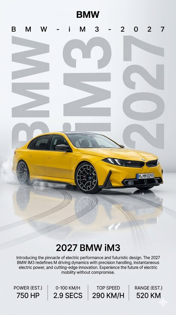 AI Prompt for High-Quality 2027 BMW iM3 Launch Poster Art