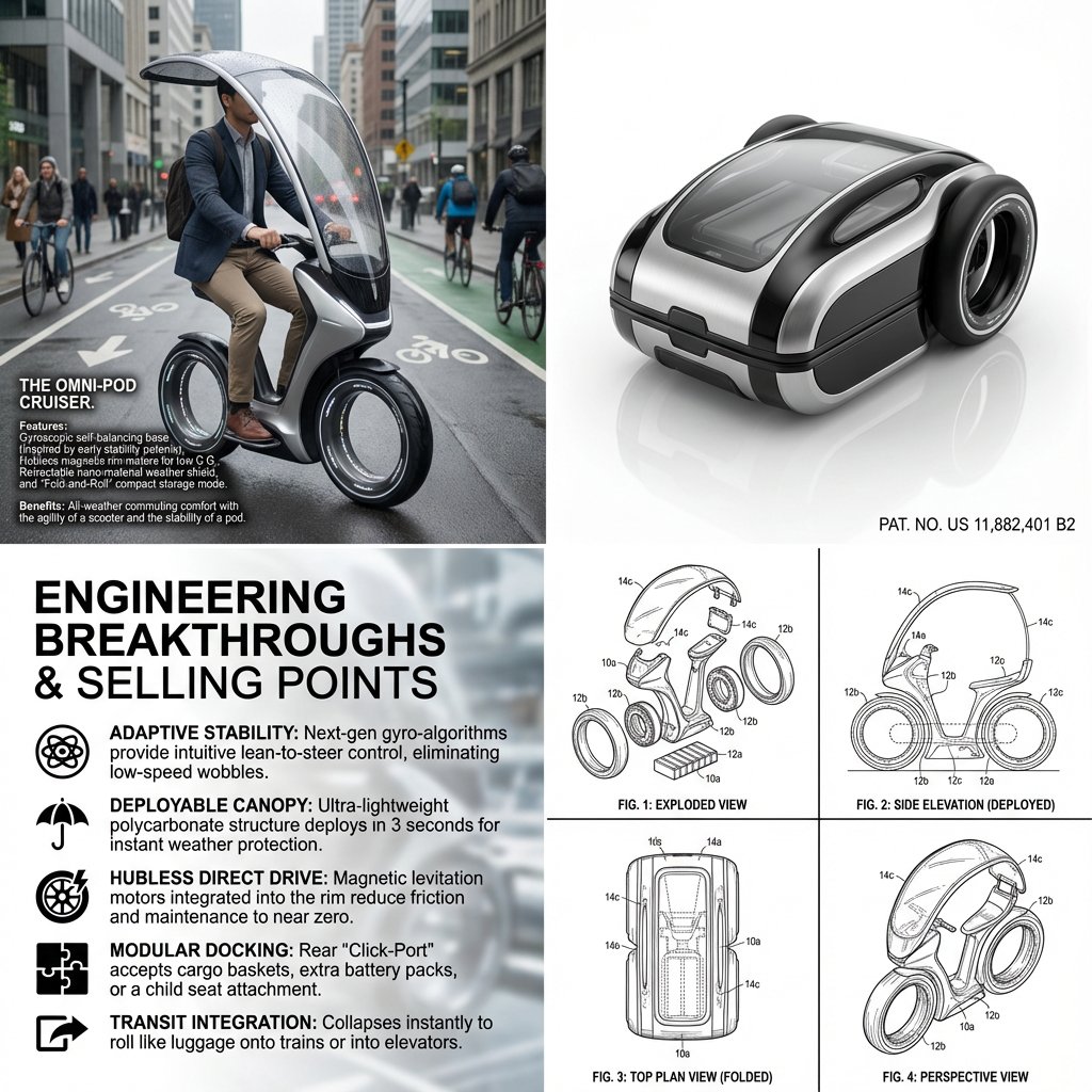 AI Prompt for Hybrid Transportation Device Design and Patent Images