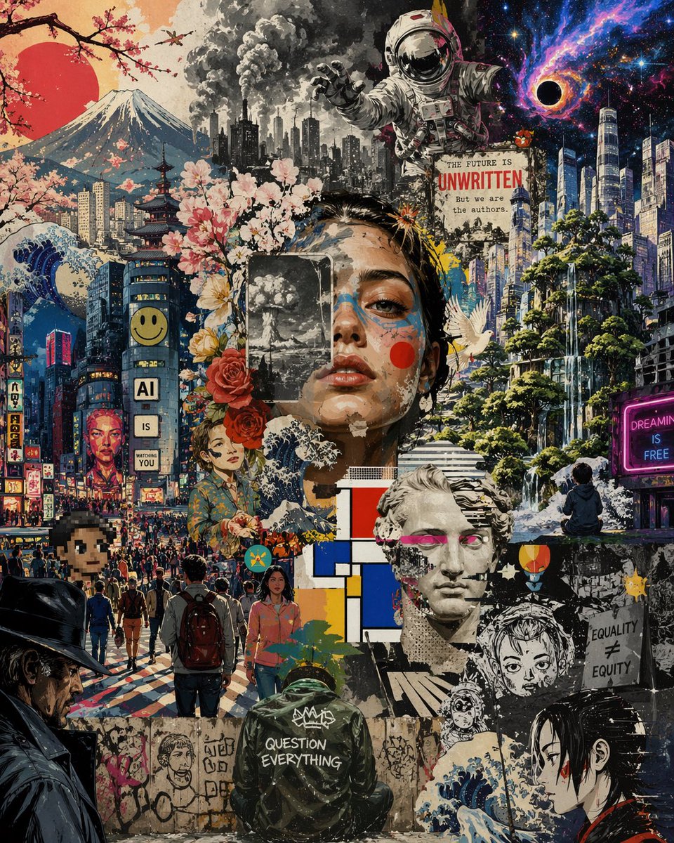 AI Prompt for Hyper-Collage Futuristic Japanese Poster