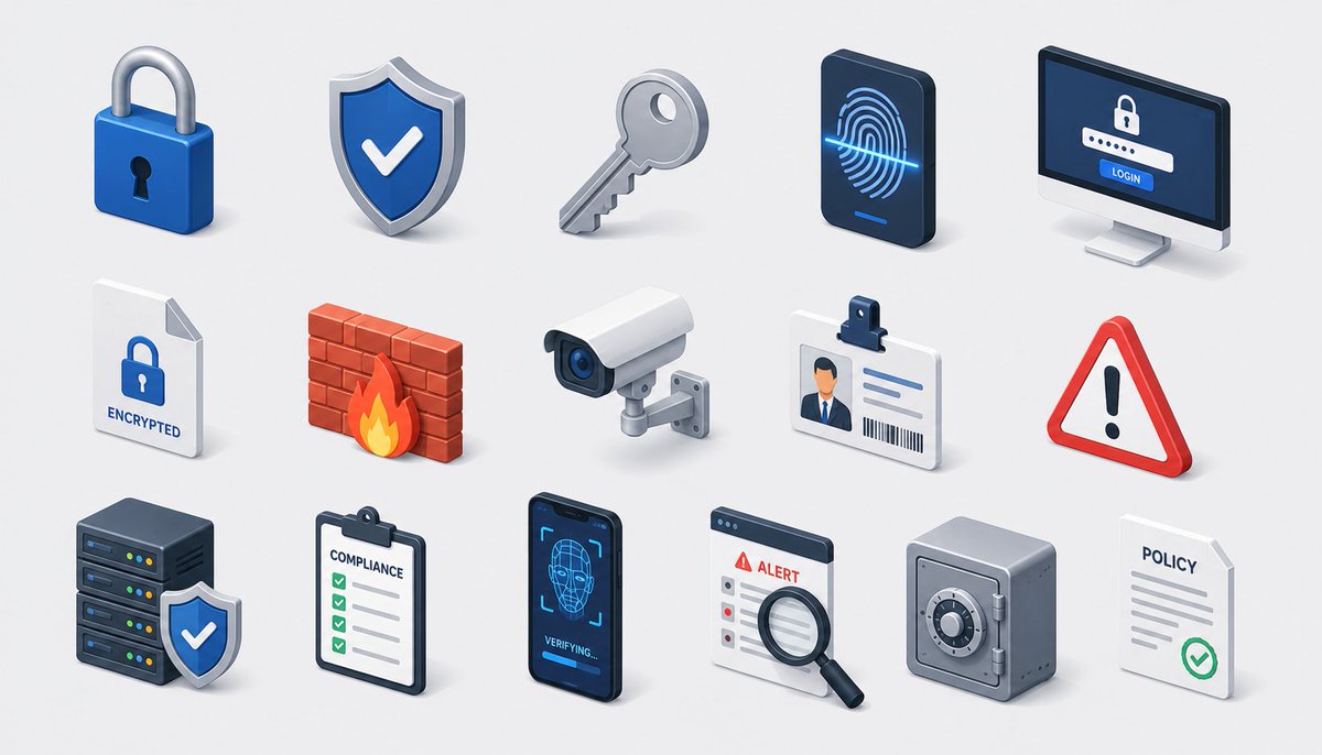 AI Prompt for Isometric Security Icon Grid