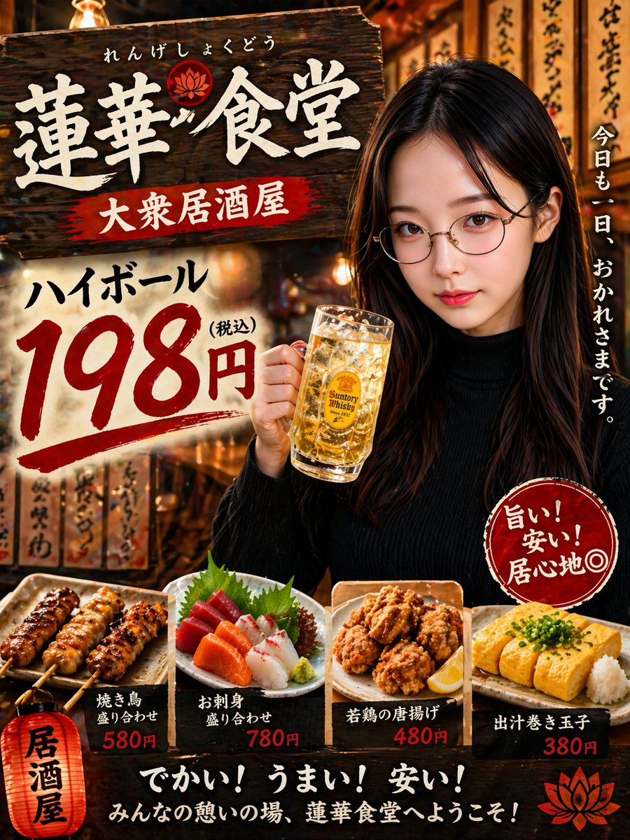 AI Prompt for Japanese Izakaya Restaurant Flyer with Highball Drink