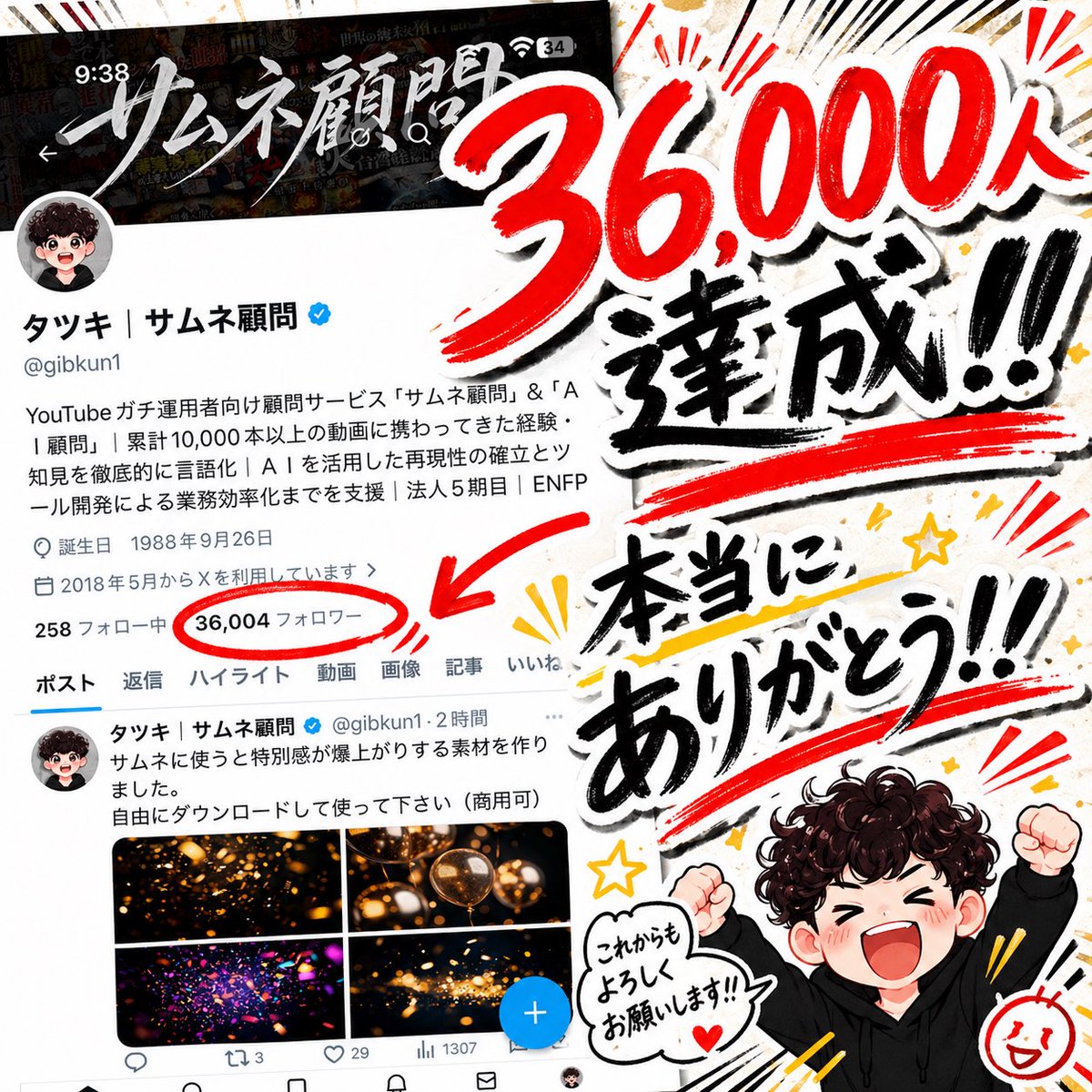 AI Prompt for Japanese Social Media Celebration Graphic
