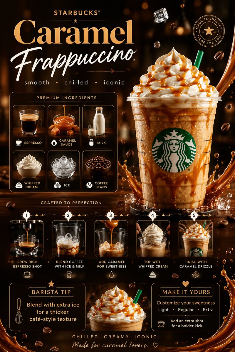 AI Prompt for Luxury Caramel Frappuccino 3D Render