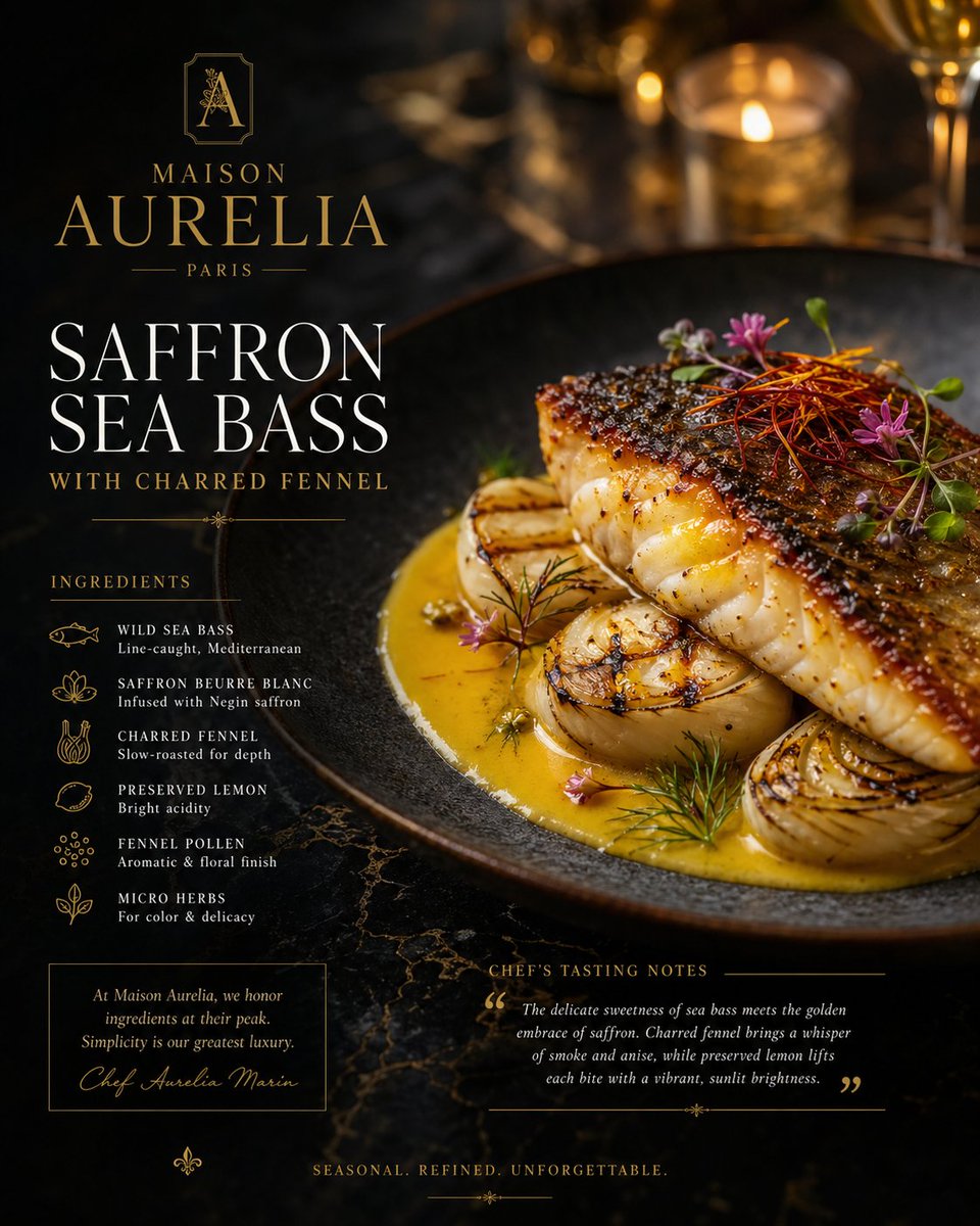 AI Prompt for Luxury Food Menu Poster with High-End Photography