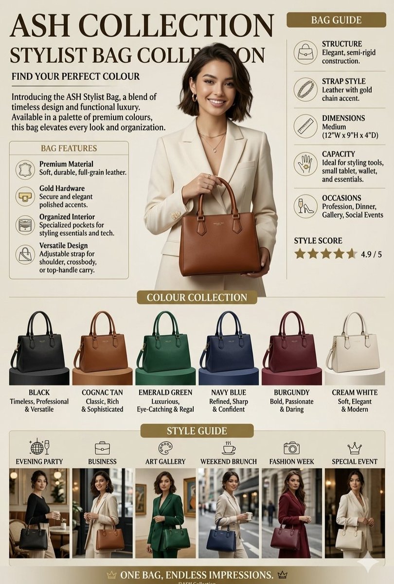 AI Prompt for Luxury Handbag Infographic