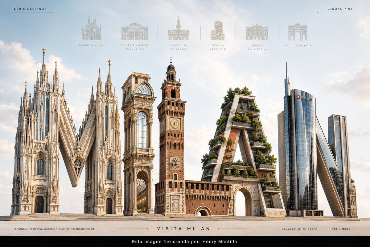 AI Prompt for Luxury Milan Typography Travel Poster with 3D Architecture
