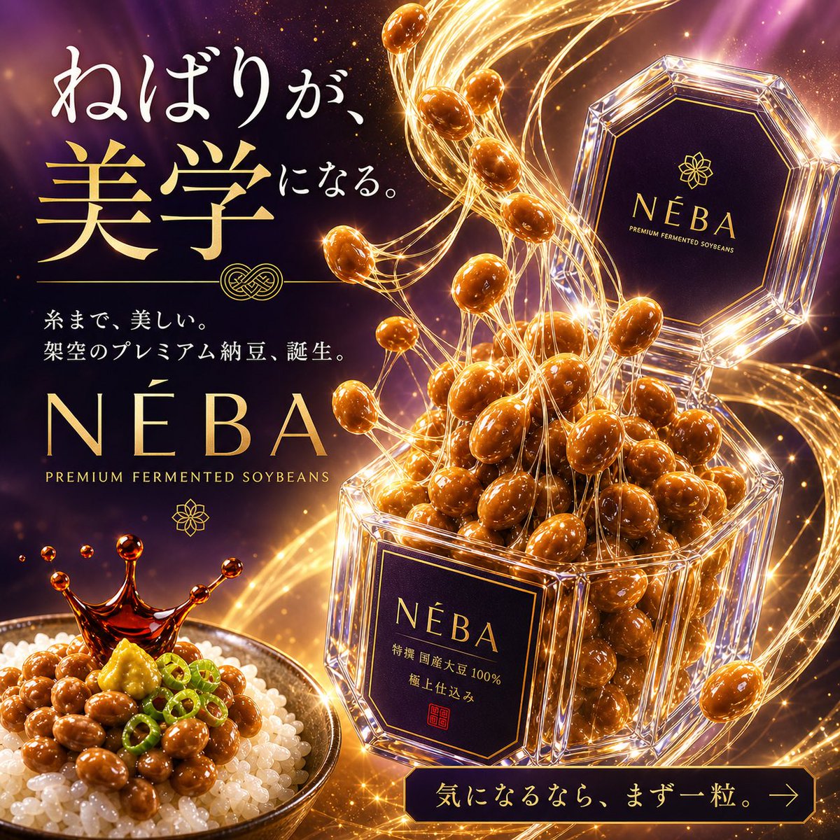 AI Prompt for Luxury Product Branding - Natto Advertising Poster