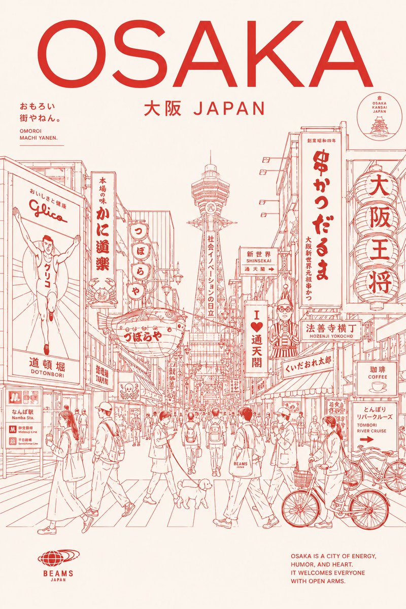 AI Prompt for Magical Osaka Travel Poster with Vintage Twist