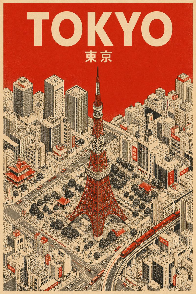 AI Prompt for Mid-Century Isometric Cityscape Advertisement Templates
