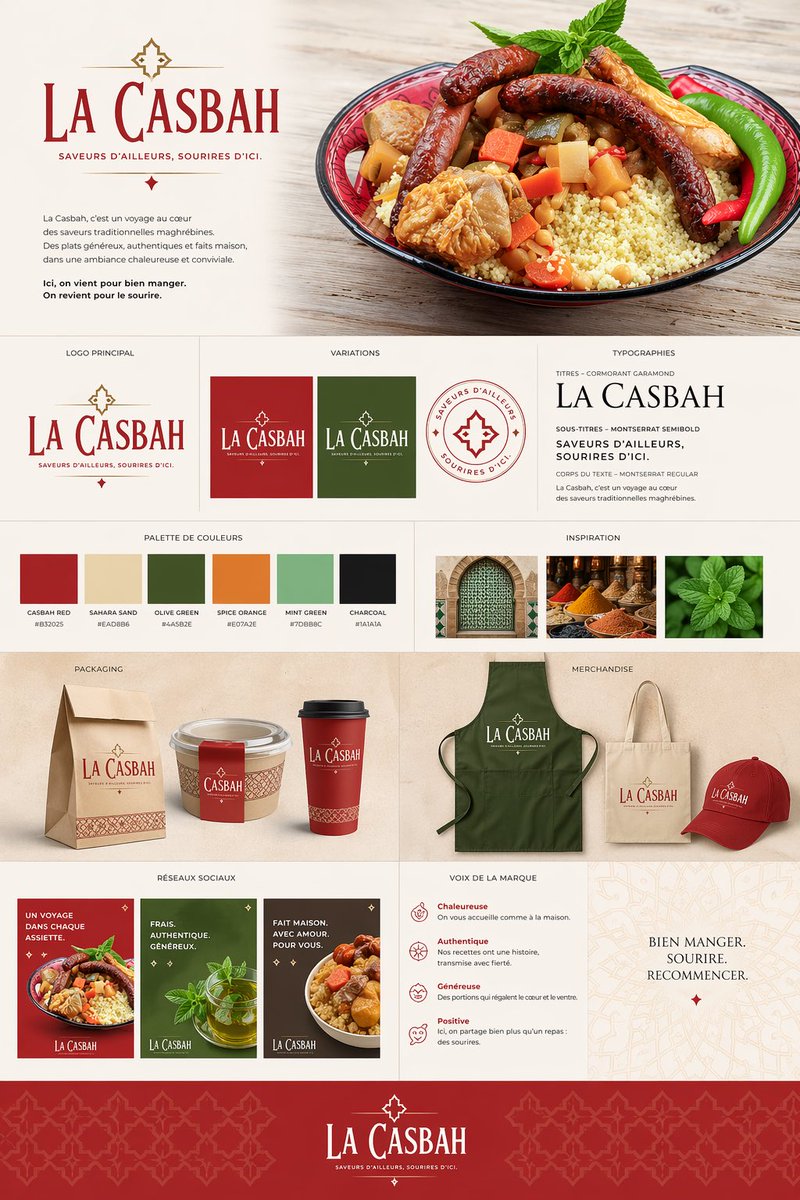 AI Prompt for Moroccan Restaurant Brand Board Design with Minimalist Food Photography