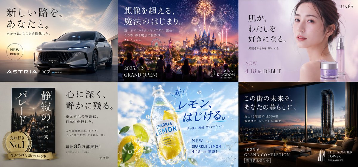 AI Prompt for Multi-Industry Japanese Ad Collage in Contemporary Style