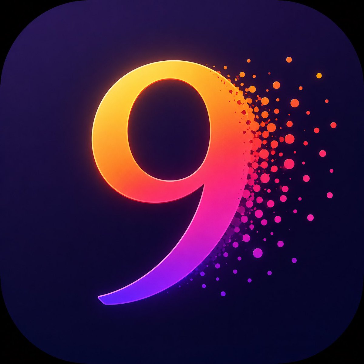 AI Prompt for Neon-Style Rounded-Square App Icon with Glowing Number and Colorful Particles