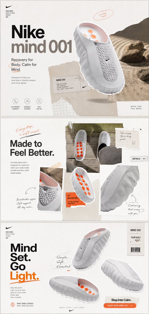 AI Prompt for Nike-Style Product Campaign with Minimalist Three-Panel Layout