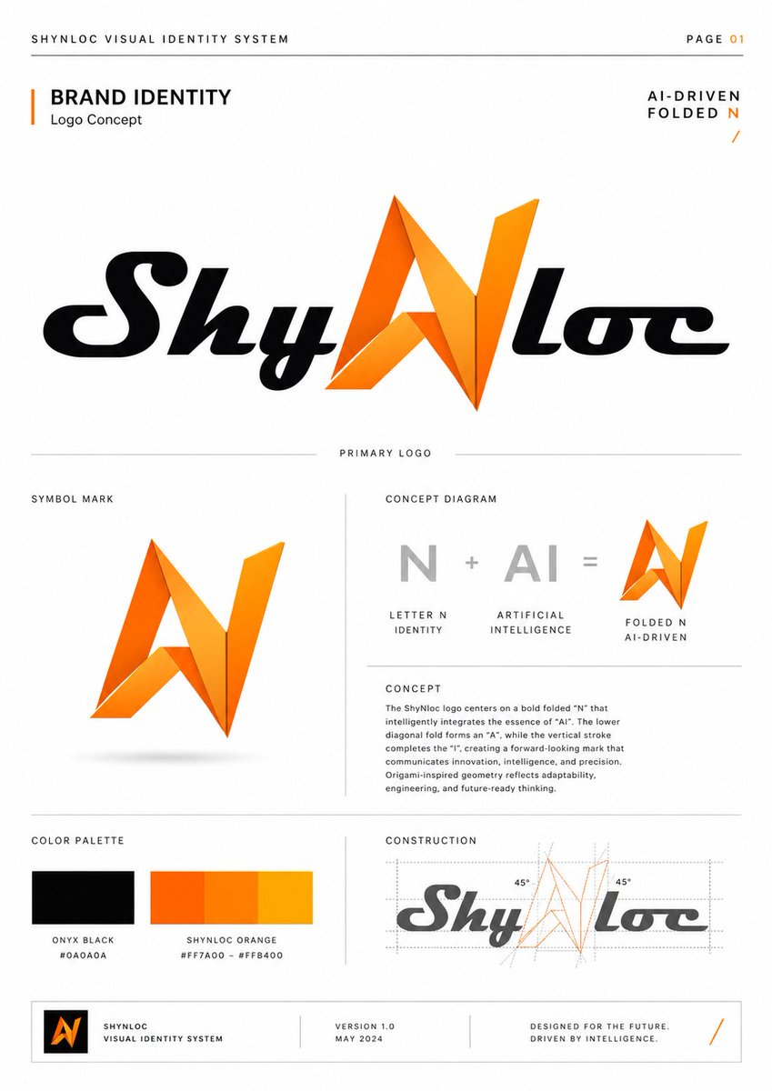 AI Prompt for Polished Folded N Logo Brand Identity Guidelines
