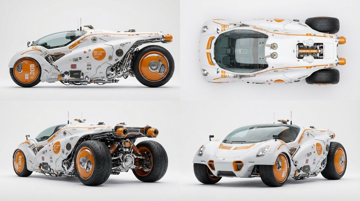 AI Prompt for Realistic 4-View Car Design Rendering