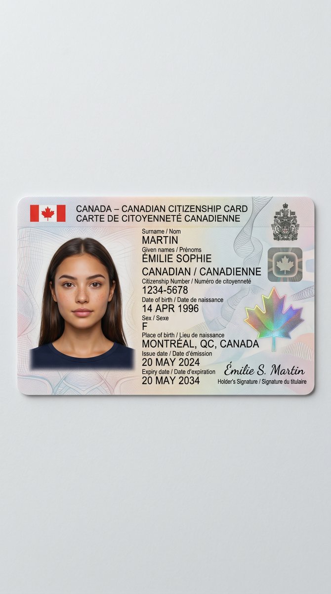 AI Prompt for Realistic Canadian Government ID Card Mockups