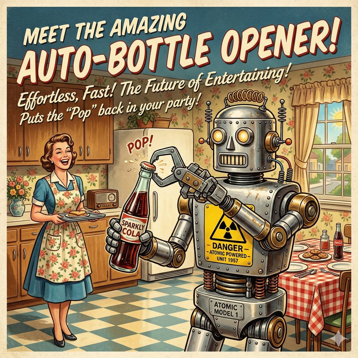 AI Prompt for Retro Futuristic Automatic Bottle Openers