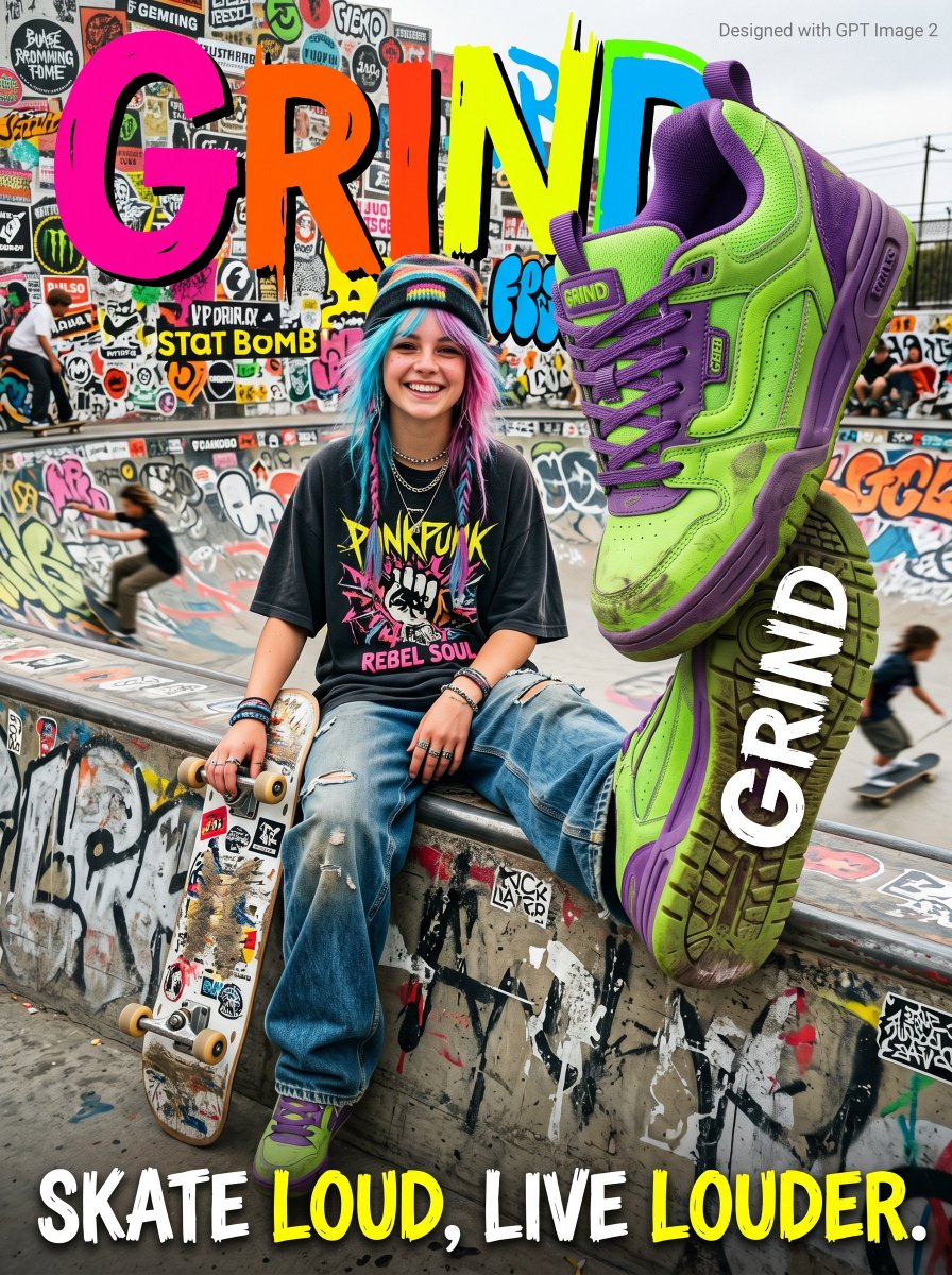 AI Prompt for Retro Hipster Skateboarding Graphic